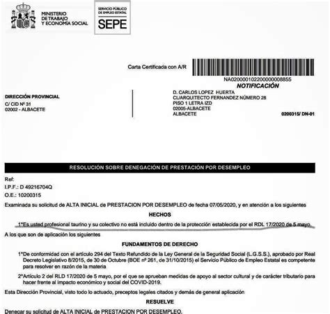 Carta Certificada Del Ministerio De Empleo Que Puede Ser Compartir Carta