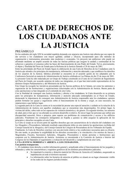 Carta de Derechos Ante La Justicia Estado (Forma de gobierno) Justicia