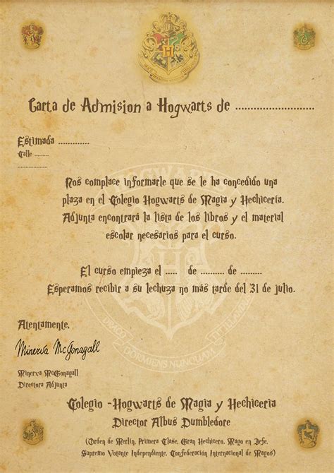 Carta de Hogwarts •Harry Potter• Español Amino