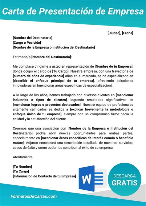 Carta de Presentación de una Empresa 【 Ejemplos y Formatos 】Word, PDF