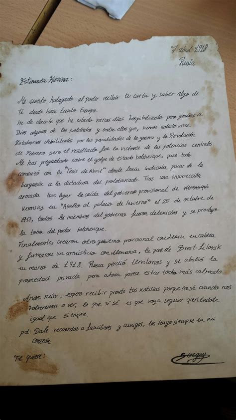 Carta Postal de un soldado de la Primera Guerra Mundial