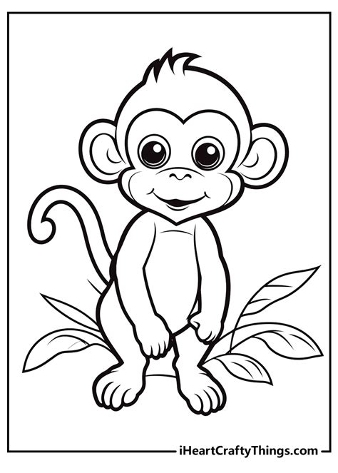 Cartoon Animals Kids Monkey Coloring Page