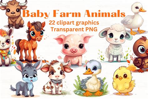 Cartoon Clipart Baby Farm Animals