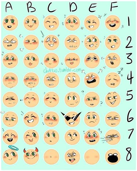 Cartoon Facial Expressions Chart