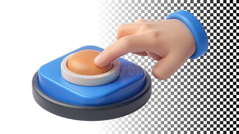 Cartoon Hand Pressing Red Button 3D PNG