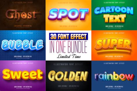 Download Cartoon Style Font Effect Bundle Vol.2 - 50+ Best Quality File Cut Images