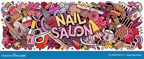 Cartoon Vector Nail Salon Doodle