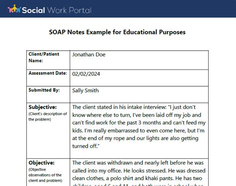 Social Work Case Notes Template