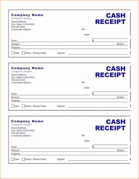 Cash Receipt Template Google Docs