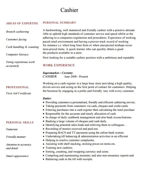Cashier Resume Sample Word