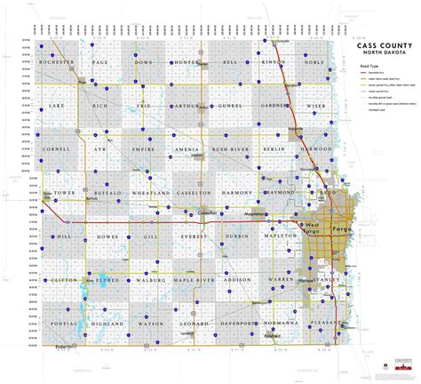 Cass County, ND Wall Map Premium Style by MarketMAPS