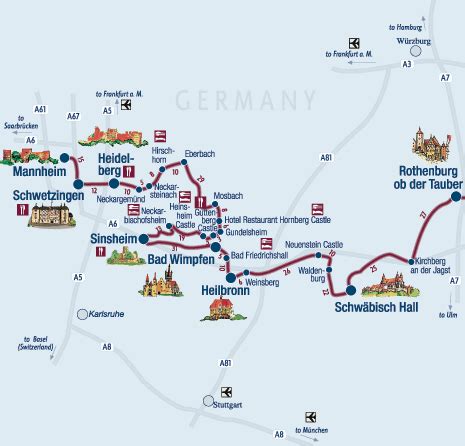 Castle road Germany map Castle route Germany map (Western Europe