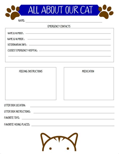 Cat Sitting Instructions Template