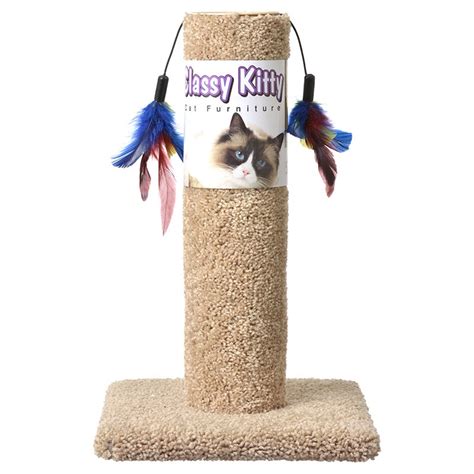 Classy Kitty Cat Scratching Post With Two Feathers 17 1/2" Tall Your