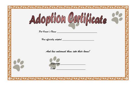 Cat Adoption Certificate 2020 Free Printable (Version 1) in 2020