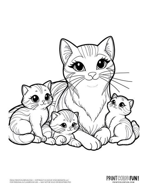 Cat And Kitten Coloring Pages