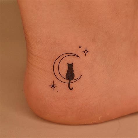 Cat And Moon Tattoo