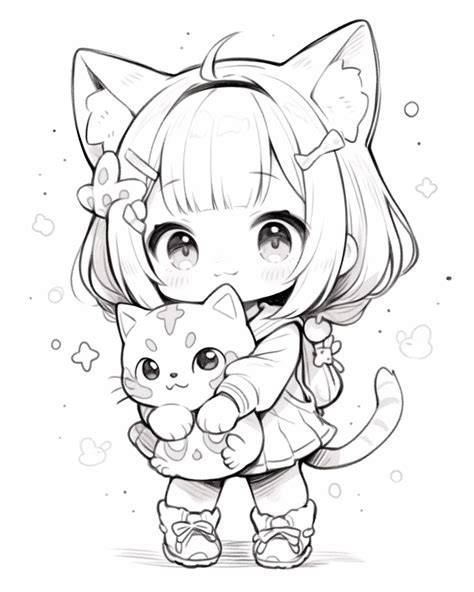 Cat Coloring Pages Girl