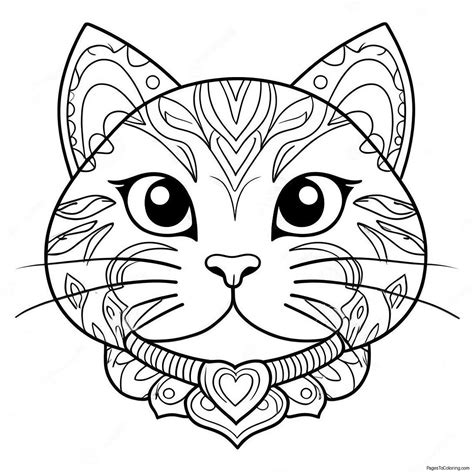 Cat Head Coloring Pages