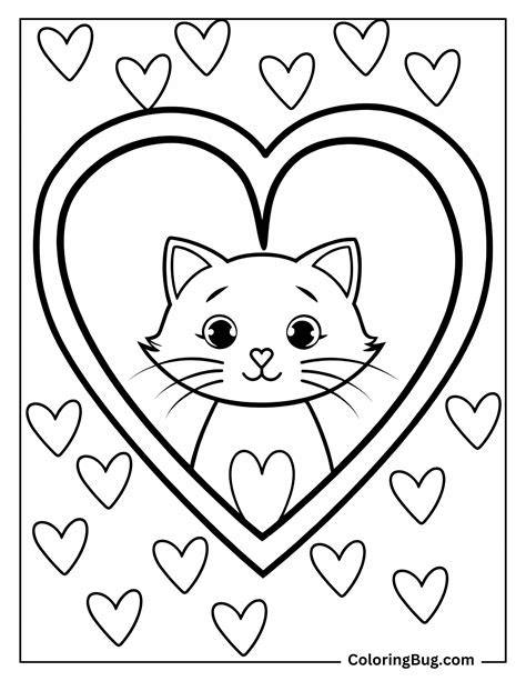 Cat Heart Coloring Pages