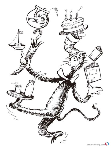 Cat In The Hat Coloring Book Pages