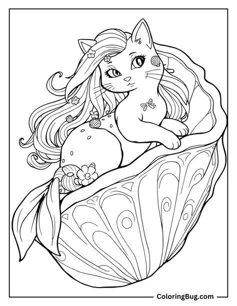 Cat Mermaid Coloring Pages