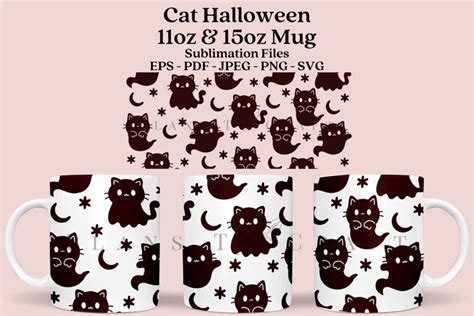 Download Cat Print Wrap for 11oz Mug SVG File - SVG Design Commercial Use Free PSD Mockups