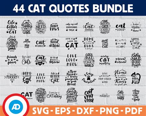 Download Cat Quotes Bundle Silhouette DXF Files