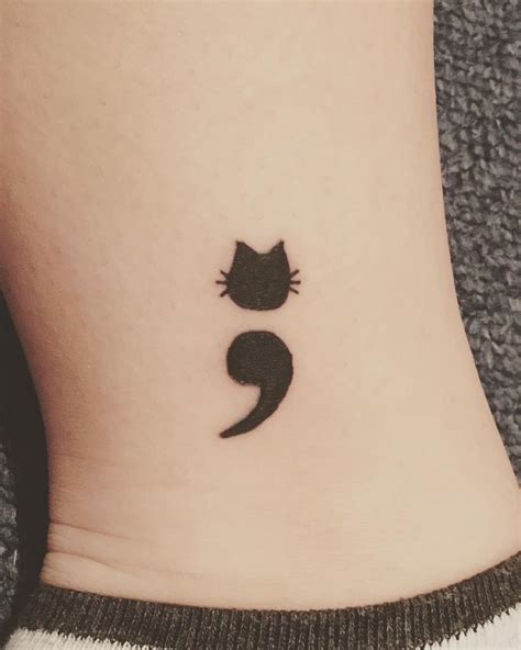 Cat Semicolon Tattoo