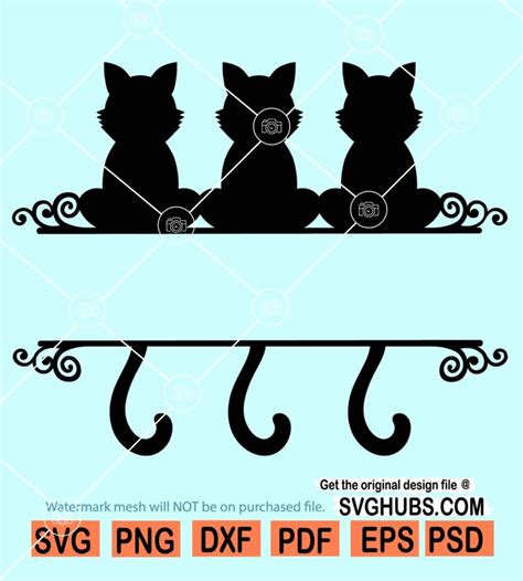 Download Cat Split Monogram Frame For Cricut