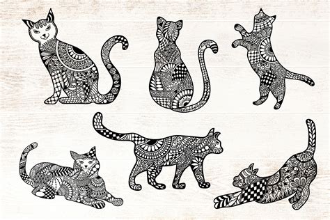 Download Cat Zentangle - Doodle Art Bundle DXF Files