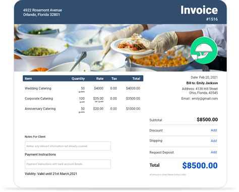 Catering Invoice Template Google Docs