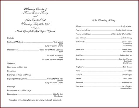 Elizabeth Catholic Wedding Ceremony Mass Program