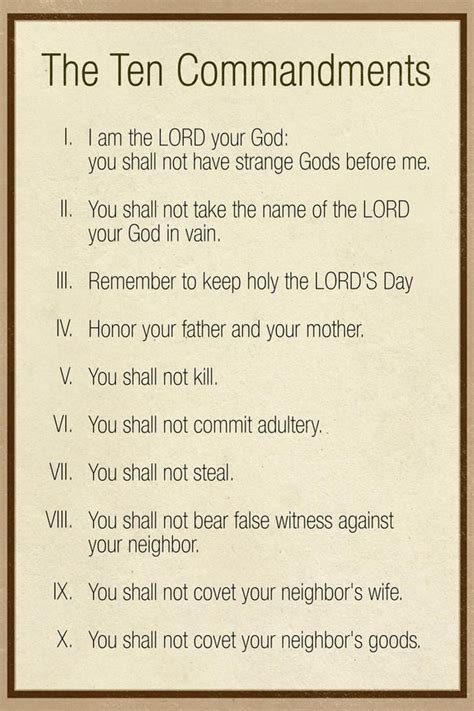 Catholic Ten Commandments Printable