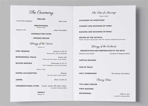 Catholic Wedding Mass Program Template