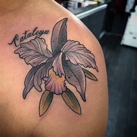 Pequeño Flor Cattleya Tatuaje