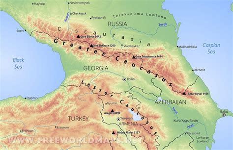 Caucasus Mountains Russia Map