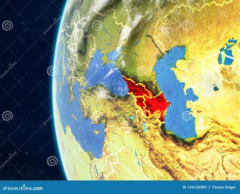 Caucasus Region on Earth from Space Stock Illustration Illustration