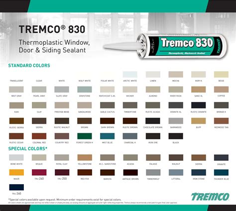 Caulking Color Chart