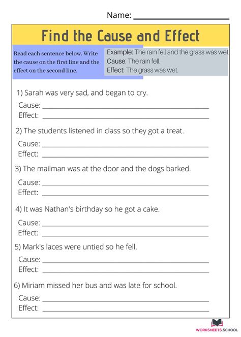 Cause And Effect Worksheet With Answers