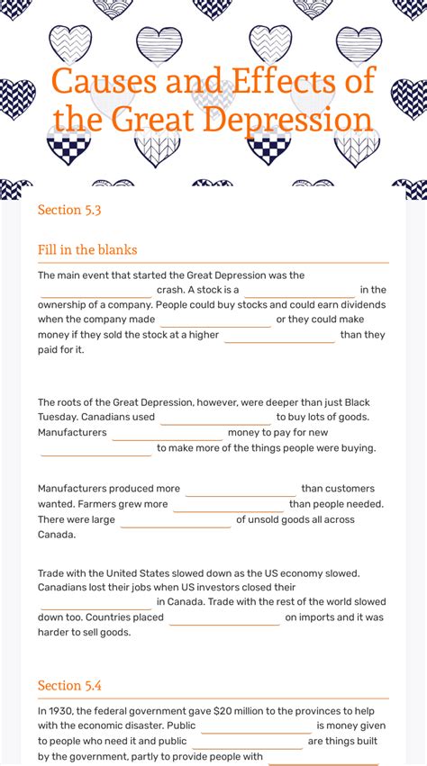 Causes Of The Great Depression Worksheet Answer Key