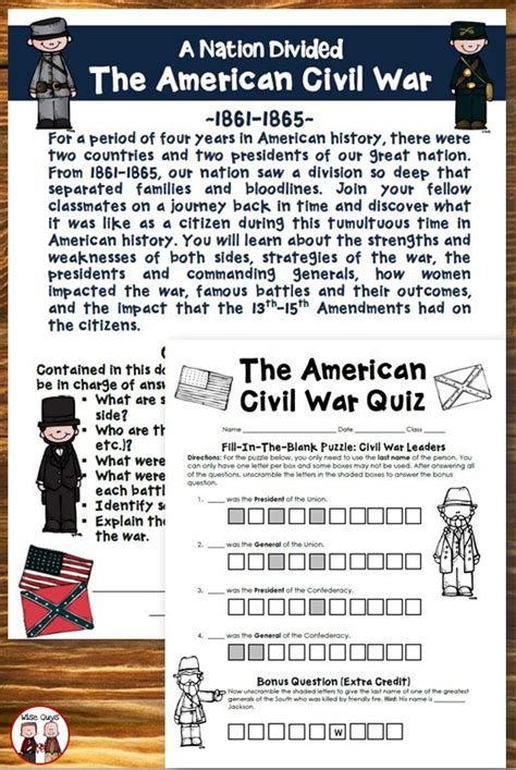 Causes Of The American Civil War Worksheet