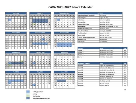 Cava Academic Calendar
