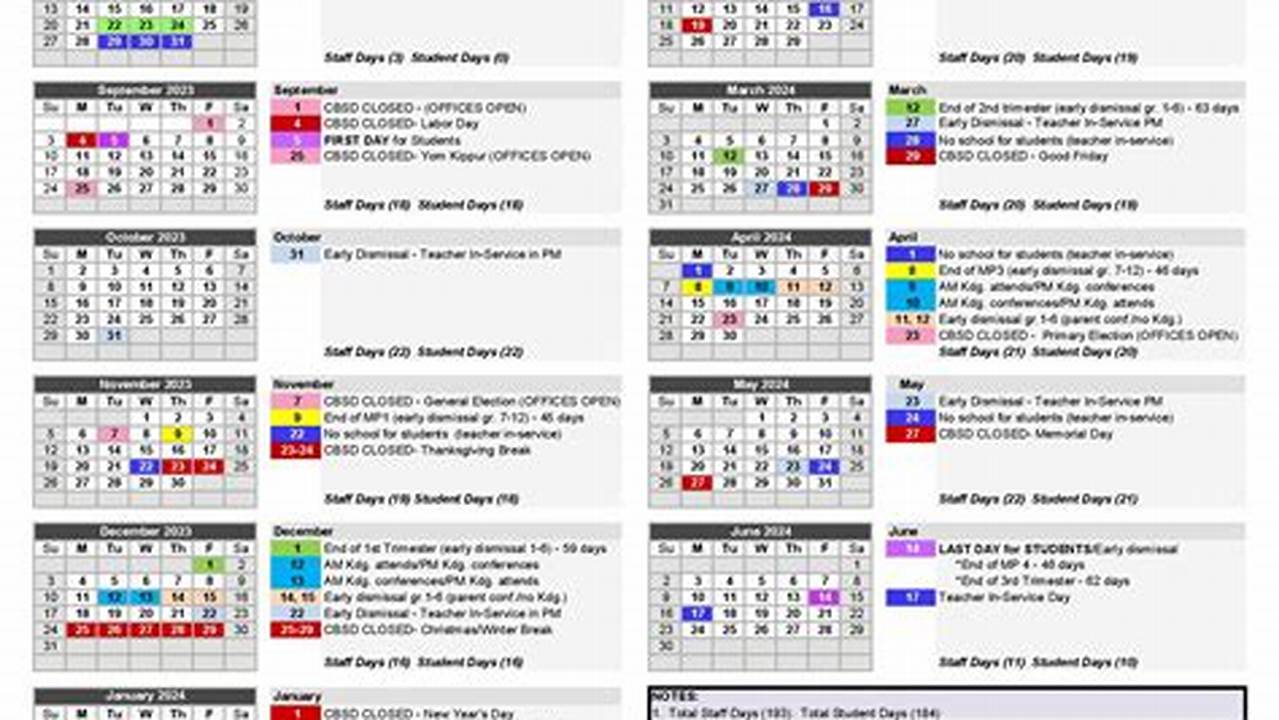 Cbsd Calendar 2024-25