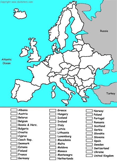 Map Of European Countries Printable