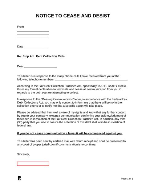 Cease And Desist Letter Template For Debt Collectors