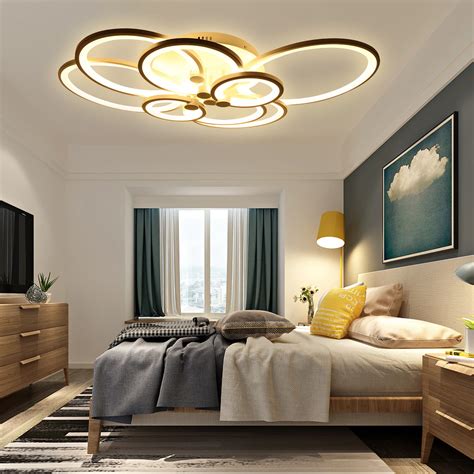 6 Heads Acrylic Modern LED Ceiling Chandelier Lights Living Room Bedroom Lamp US Lamps, Lighting