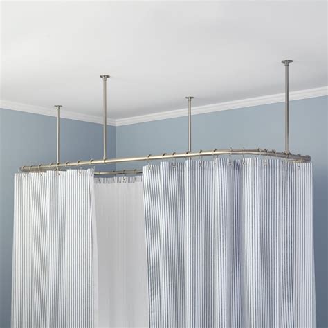 Oval Shower Curtain Rod Ceiling Mount Clawfoot tub shower curtain, Clawfoot tub shower, Shower