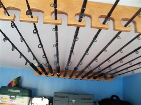 Ceiling-Mounted Fishing Rod Storage Rack