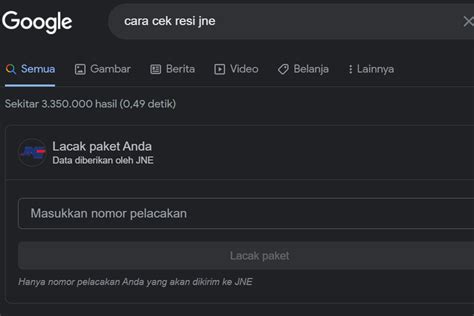 Cek Resi di Google